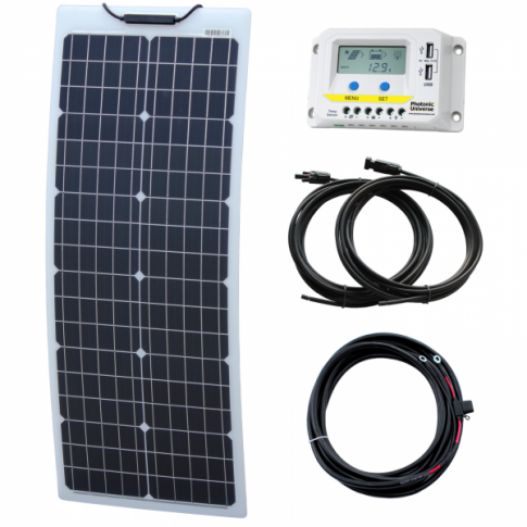 50W 12V Reinforced Narrow Semi-Flexible Solar Charging Kit