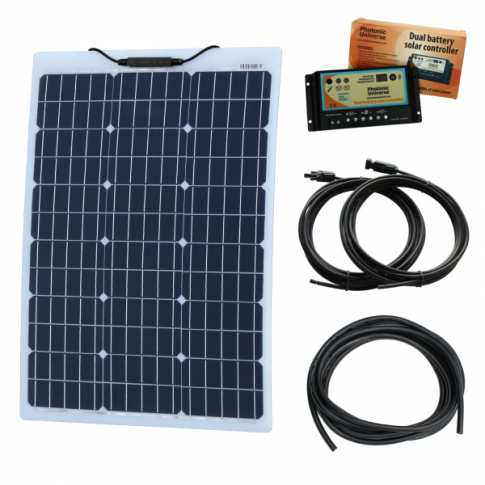 60W 12V Reinforced Semi-Flexible Dual Battery Solar Charging Kit