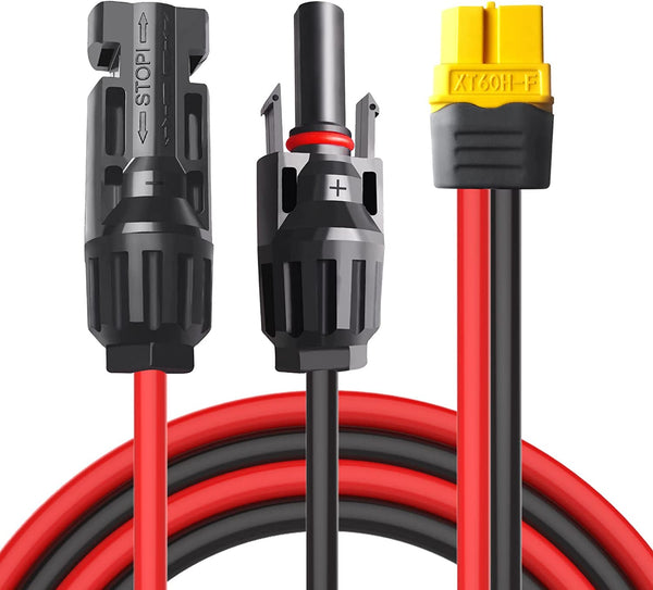 XT60 to Solar Connector Extension Cable, 12AWG Automotive Charging Cord 3M/10FT with Solar Panel Male Female Adapter for Battery Pack Portable Power station