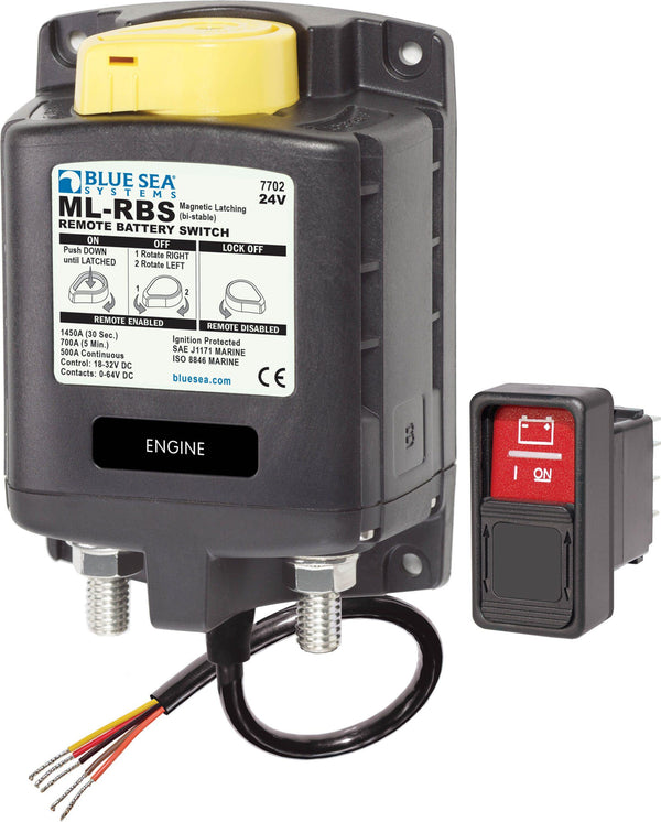 Blue Sea 7702 BS7702 Solenoid ML 500A 24V RBS With Manual ControlCont (incl 2145-BSS Switch)