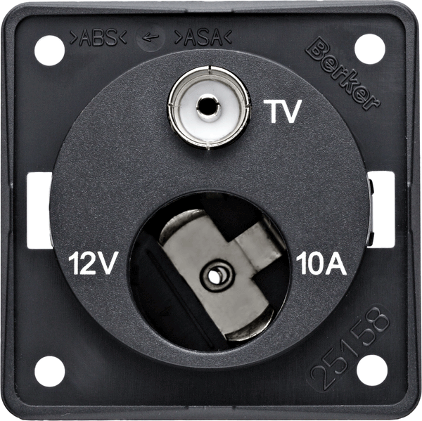 Berker 12 volt Cigar Socket and TV Point Anthracite W4 21227A