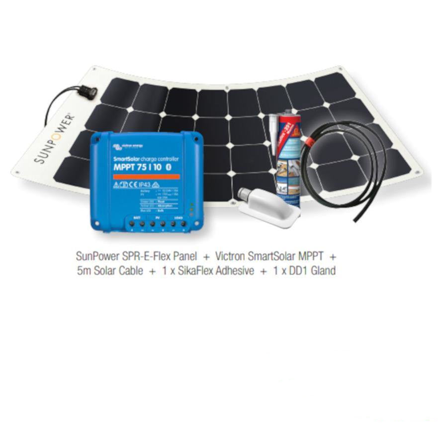 caravan camper SunPower flexible panel kit with Victron SmartSolar MPPT - 110W