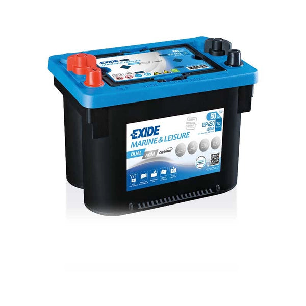 Exide EP450 Dual AGM Battery (MAX900DC) 50Ah 750cca