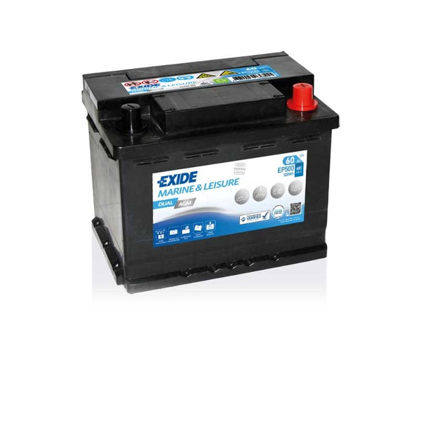 Exide EP500 Dual AGM Battery (027) 60Ah 680cca