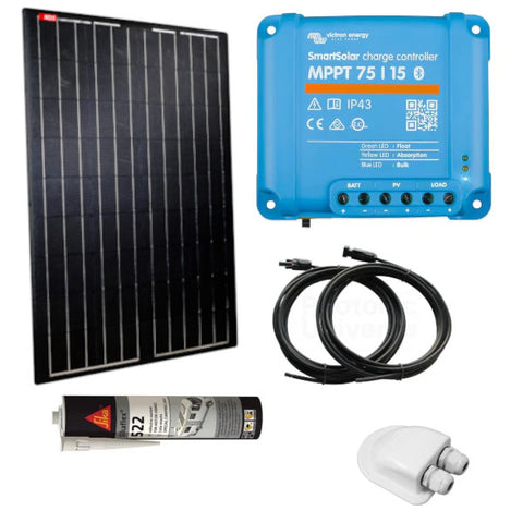200w Flexible Lightweight Black Solar Panel Kit with Victron SmartSolar MPPT 75/15