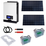 Off Grid Solar Kit - 1Kw Hybrid Inverter - 350w Solar - 250ah AGM Battery Storage