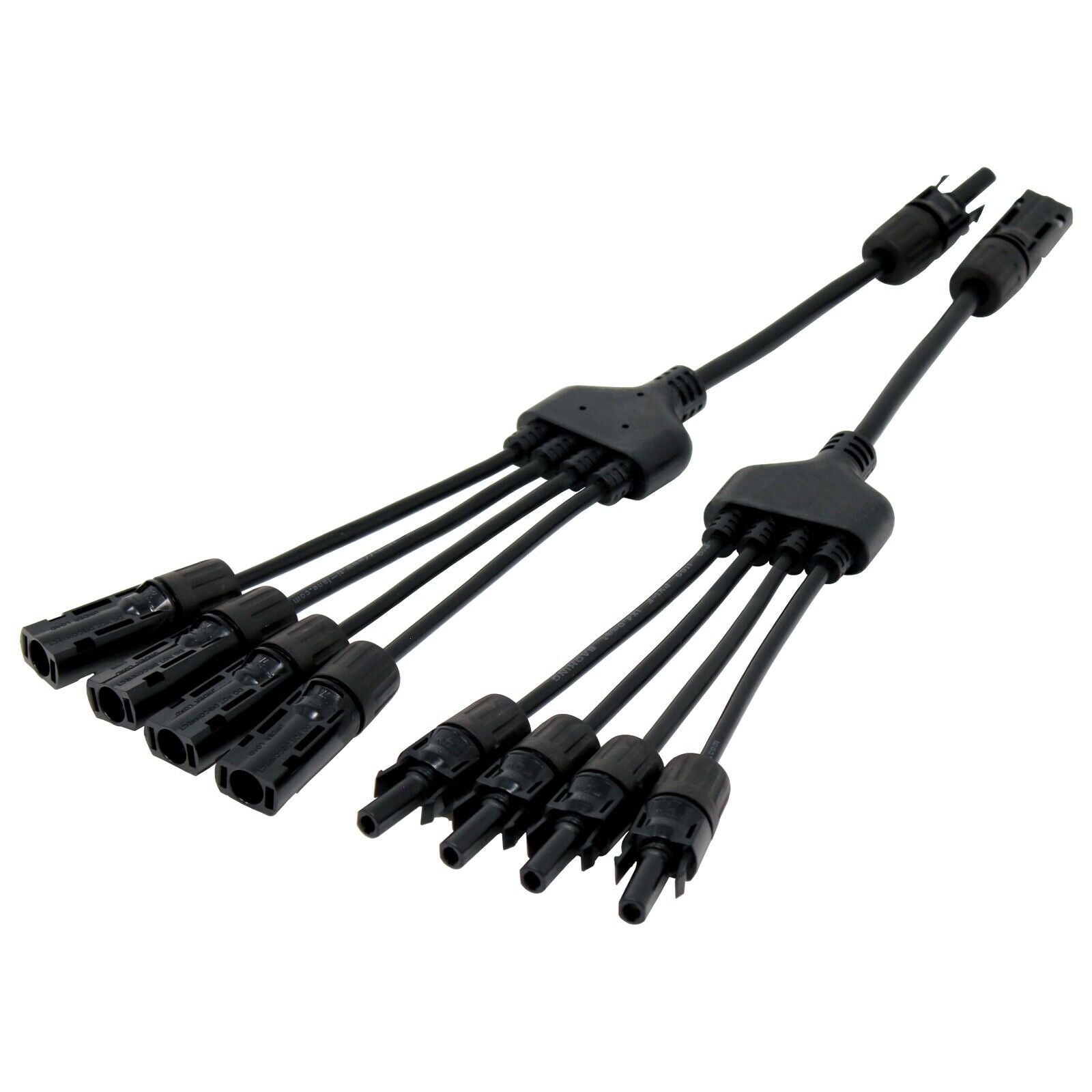 Pair of 4-to-1 Y-branch T4 connectors for solar panels