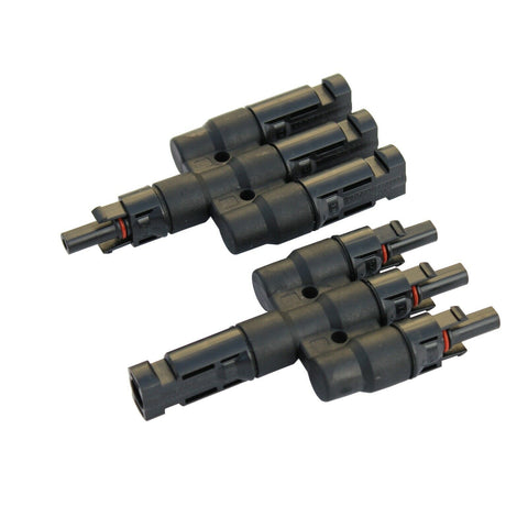 3-to-1 T4 - MC4 T Branch connectors for solar panels and PV systems